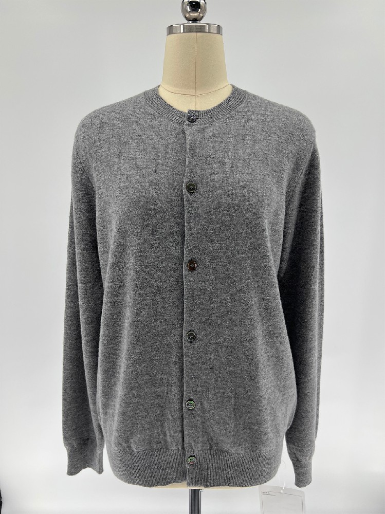 Men's 100% Wool Crew Neck Cardigan