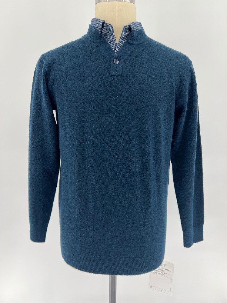 Men Autumn Winter Notch Henley Neck Knit Pullover