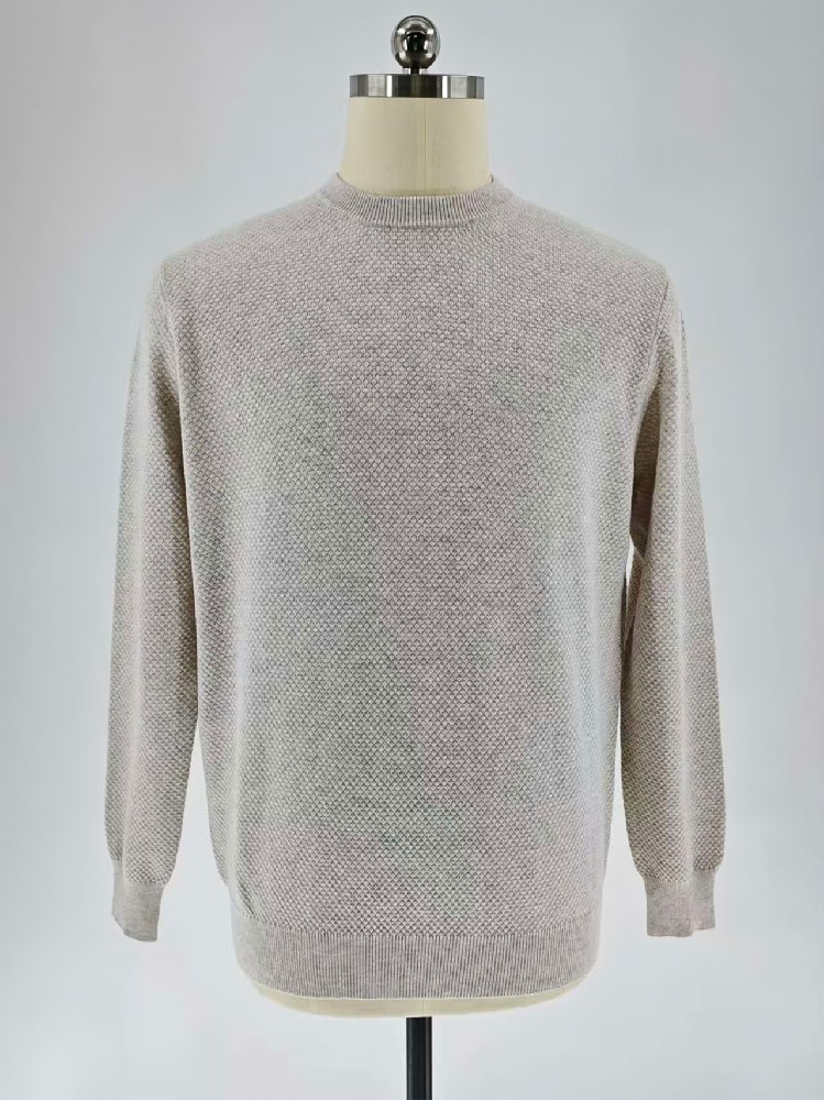 Men Spring Summer Cotton Wool Blend Crew Neck Knit Sweater
