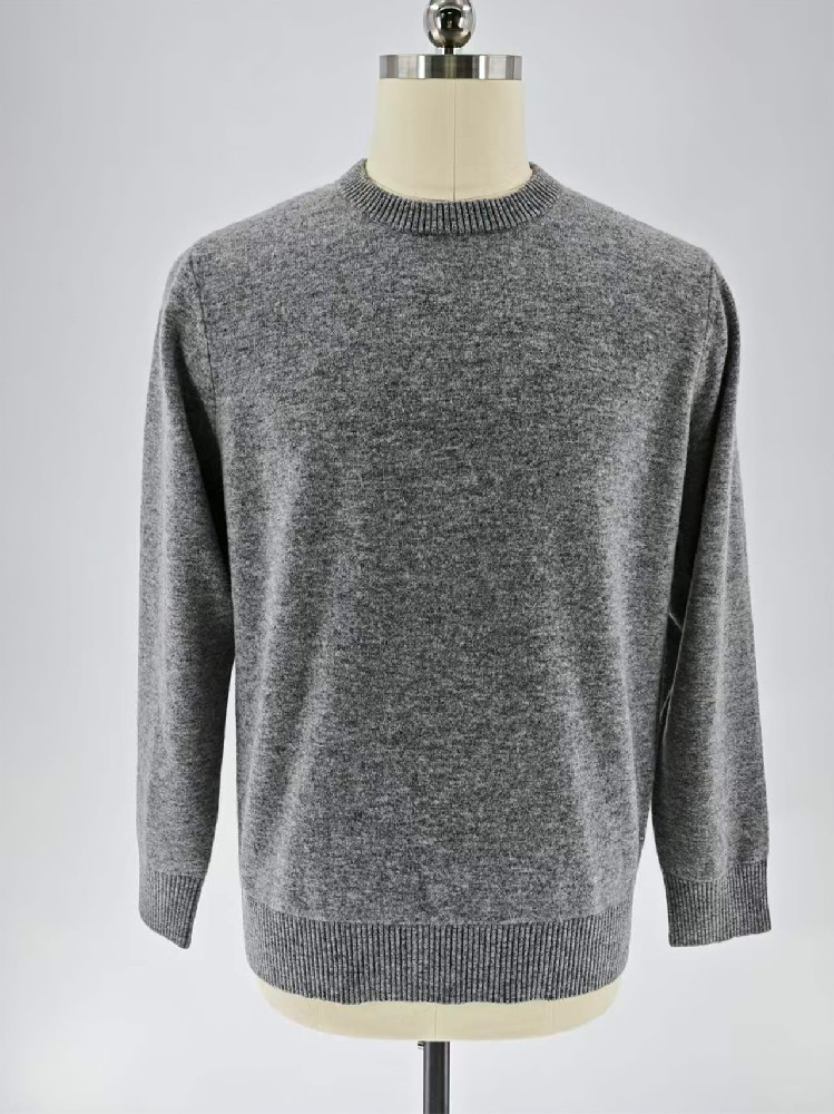 Men Fall Winter 100% Wool Crew Neck Knit Sweater