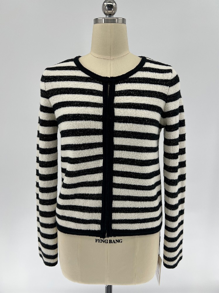 Women Striped Knit Cardigan