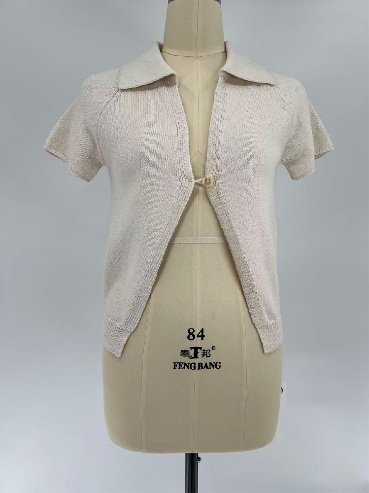Women Collared Raglan Short Sleeve Knit Cardigan