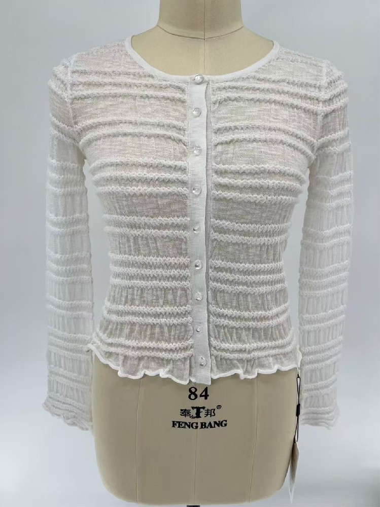 Women Textured Ruched Long Sleeve Cardigan