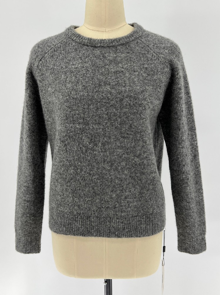 Women Fall Winter Wool Blend Crew Neck Knit Sweater