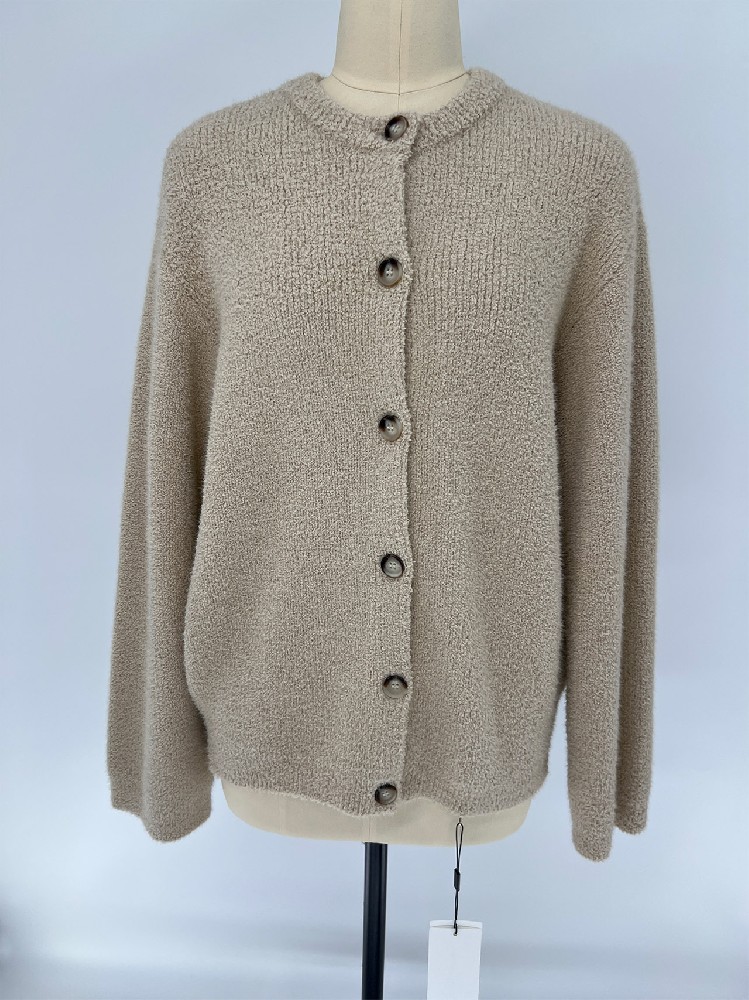 Women Autumn Winter Crew Neck Knit Cardigan