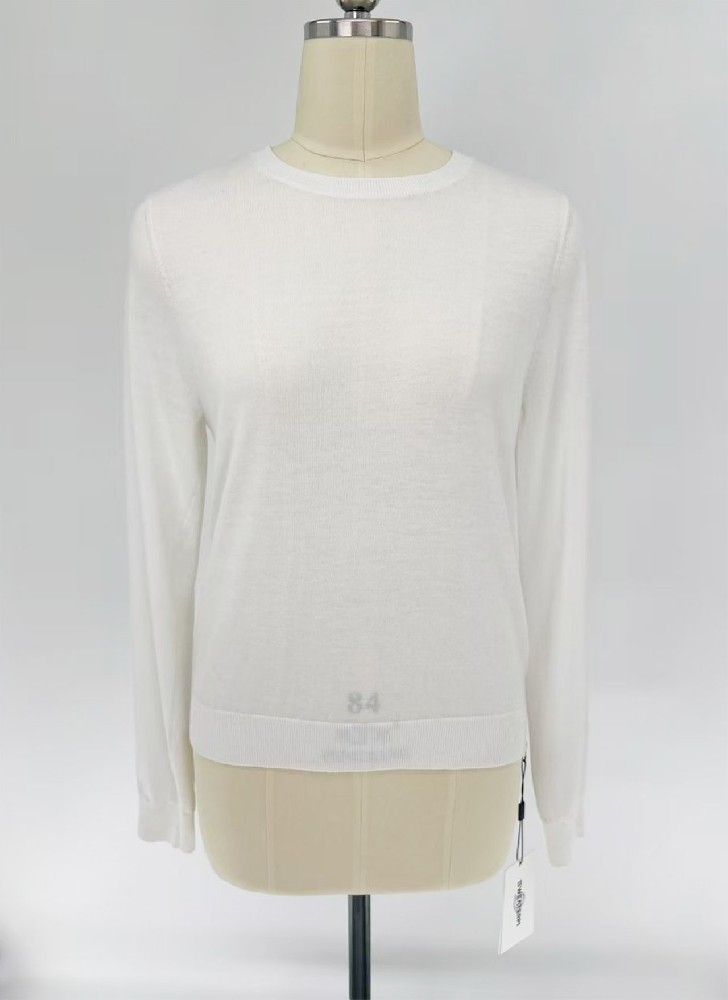 Women's Crew Neck Fine‑Gauge Long‑Sleeve Knit Top for Spring Summer